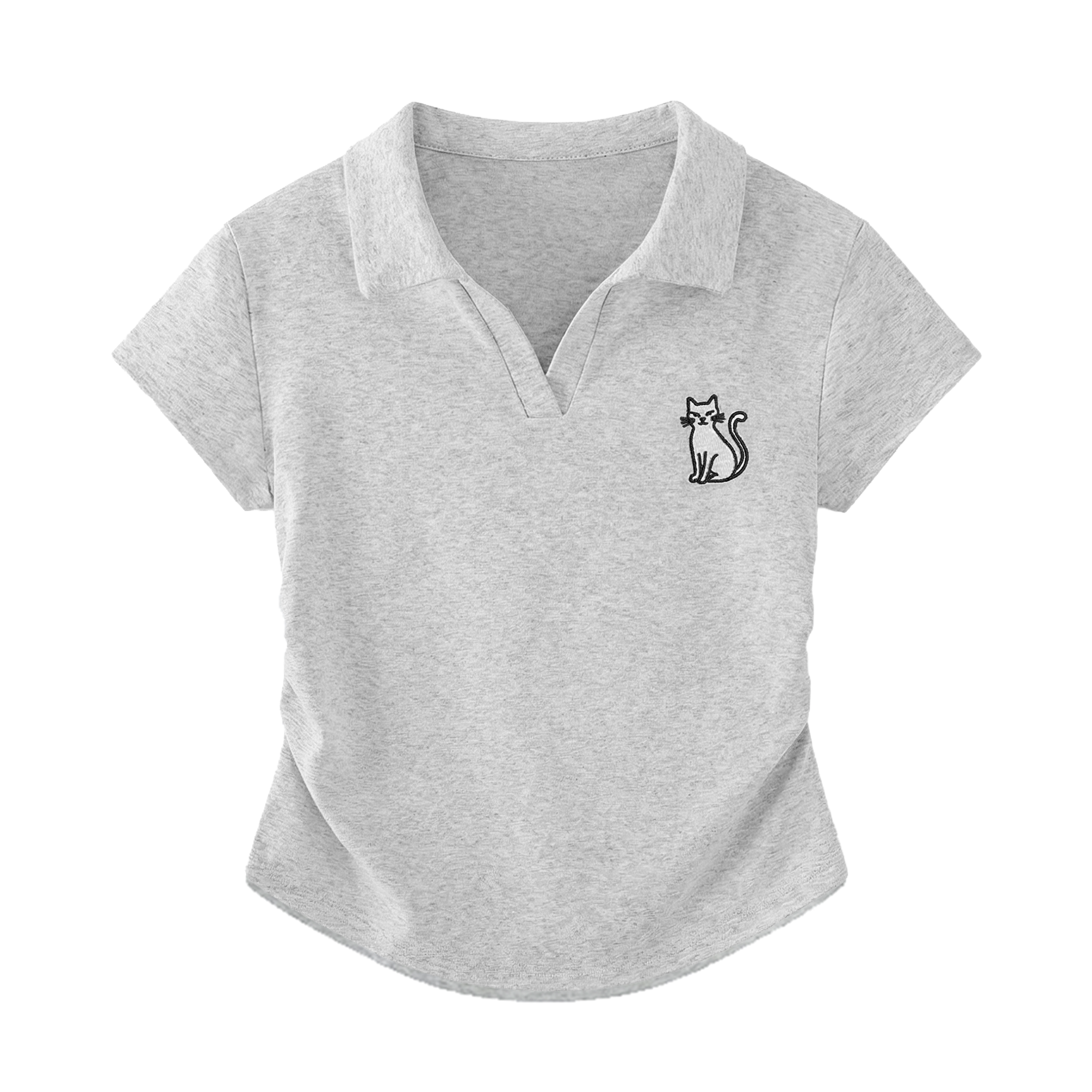 Smirking Cat Grey Polo Shirt