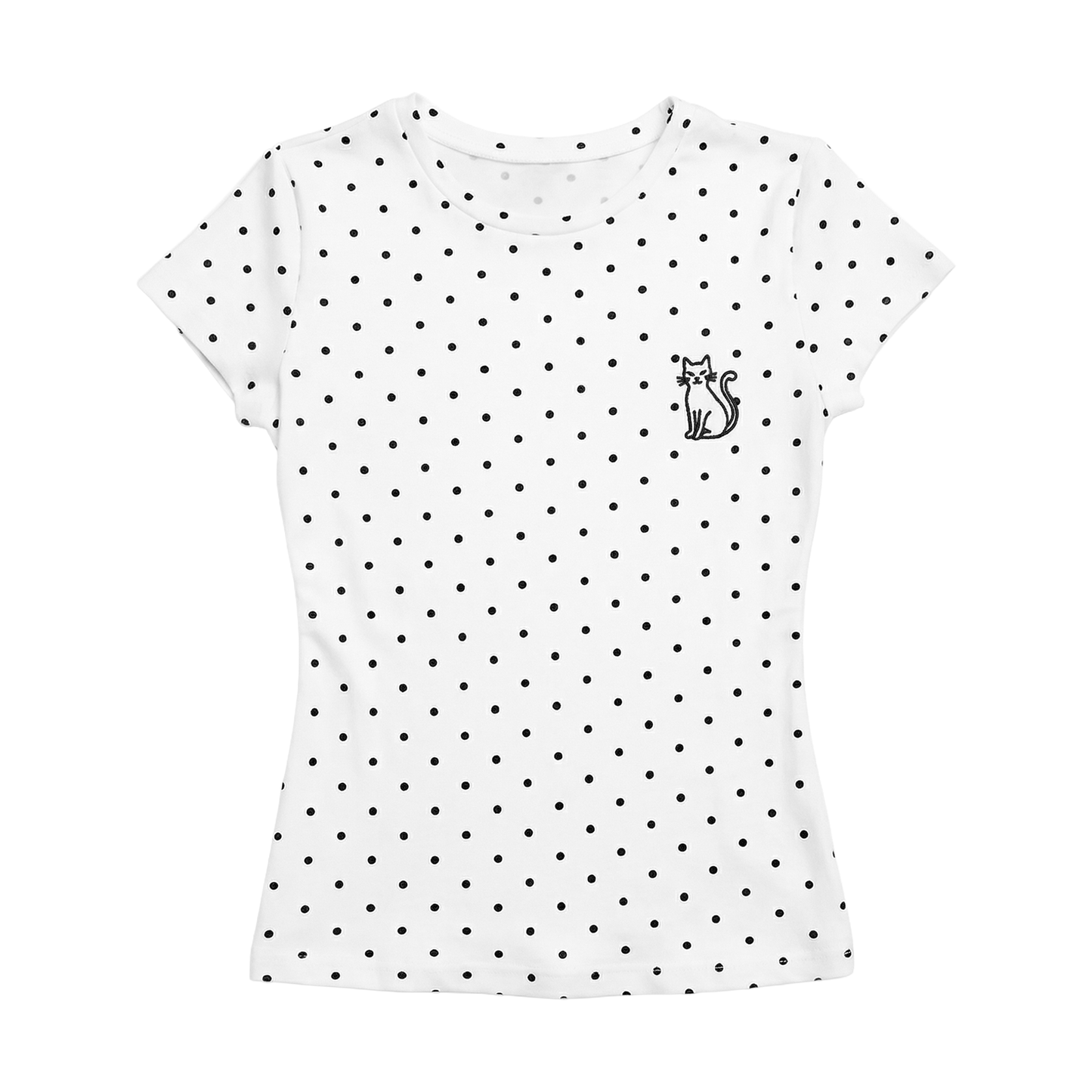 Smirking Cat Polka Dot Shirt