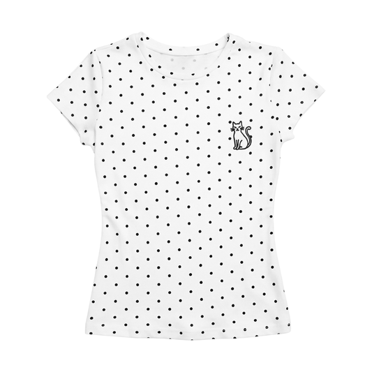 Smirking Cat Polka Dot Shirt