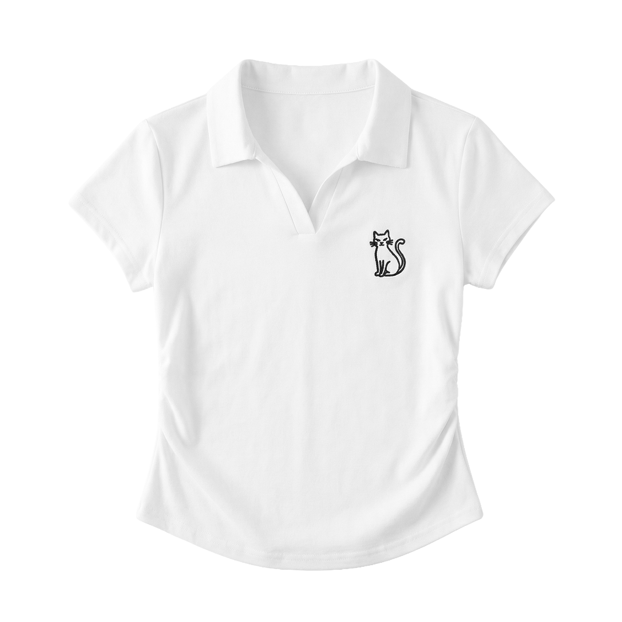 Smirking Cat White Polo Shirt
