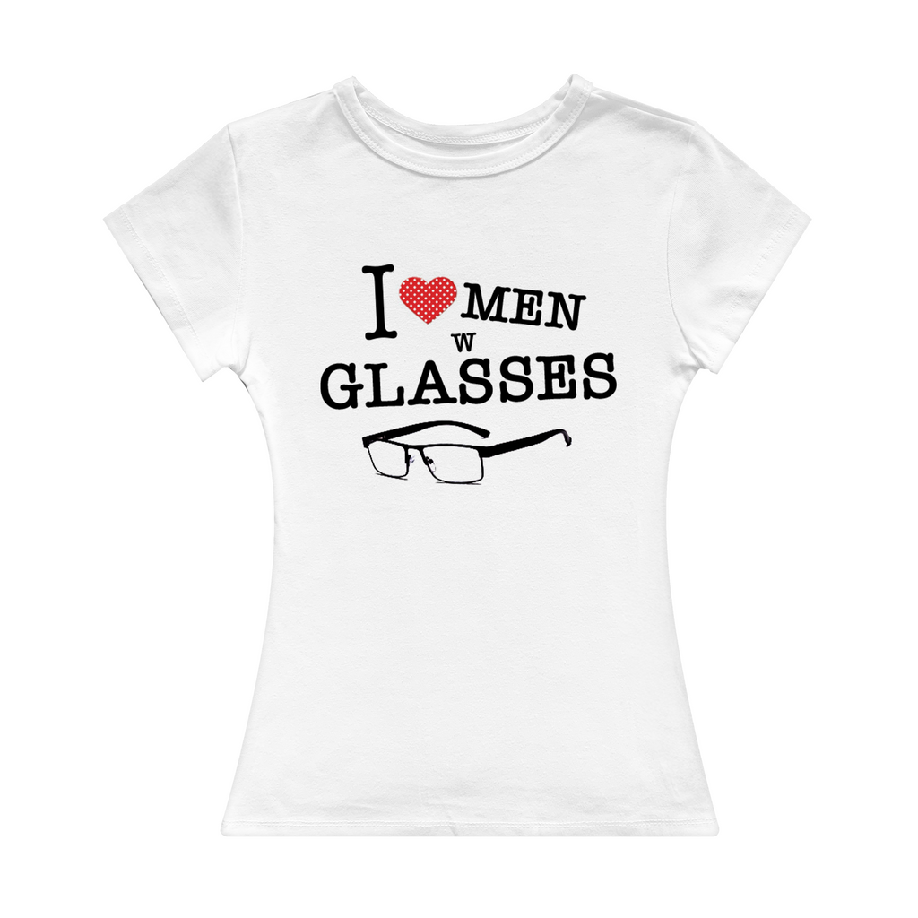 I Love Men W Glasses Girl Tee (White)