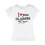 I Love Men W Glasses Girl Tee (White)