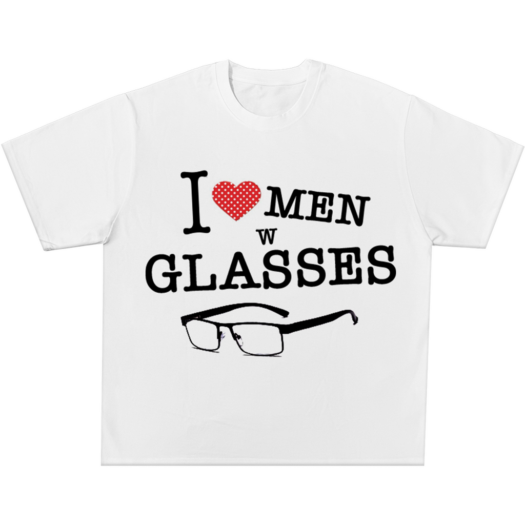 I Love Men W Glasses Tee (White)
